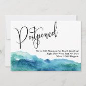 Aqua Blue Green Waterverf Postponed Wedding Kaart (Voorkant)