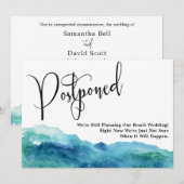 Aqua Blue Green Waterverf Postponed Wedding Kaart (Voorkant / Achterkant)