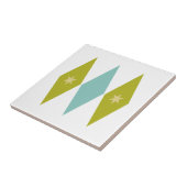 Aqua Blue Green Yellow Diamonds Stars Mid Century Tegeltje (Zijkant)