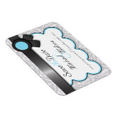 Aqua Blue & Grey Damask Save the Date flat Magnet Magneet (Rechterzijde)