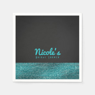 Aqua Blue & Grey Moderne Glamour Sequins Chic Fees Servetten