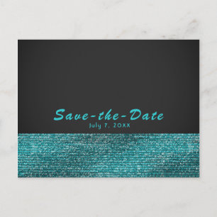 Aqua Blue & Grey Moderne Glamour Sequins Save the Aankondigingskaart