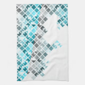 Aqua Blue, Grey & White Geometric Pattern Theedoek (Verticaal)