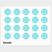 Aqua Blue Hand Made Modern Calligraphy Business Ronde Sticker (Vel)