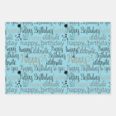 Aqua Blue Happy Birthday Inpakpapier Vel (Voorkant)