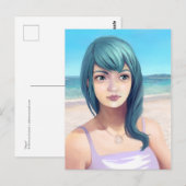 Aqua - Blue Hazard  Girl op strand Briefkaart (Voorkant / Achterkant)