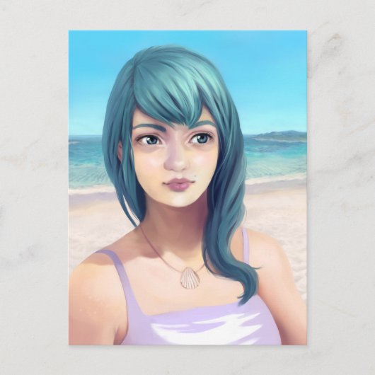 Aqua - Blue Hazard  Girl op strand Briefkaart (Voorkant)