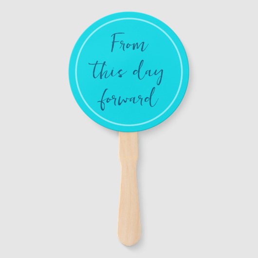 Aqua Blue Heart Shaped Wedding Fans Handwaaier (Achterkant)