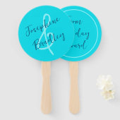 Aqua Blue Heart Shaped Wedding Fans Handwaaier (Voorkant en achterkant)