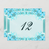 Aqua Blue Hibiscus Trouwtafel Nummer Kaart (Voorkant / Achterkant)