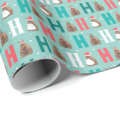 Aqua Blue Ho Ho Ho Armadillo Cadeaupapier (Rol Hoek)