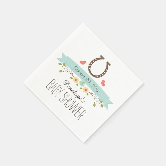 Aqua Blue Hoefijzer Westerne Baby Boy Shower Servetten (Hoek)