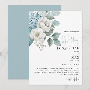 Aqua Blue Hortensia Huwelijksuitnodiging Kaart