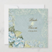 Aqua Blue Hydrangea Swirl Floral Flower Wedding Kaart (Achterkant)