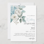 Aqua Blue Hydrangeas bruiloft uitnodiging (Voorkant)