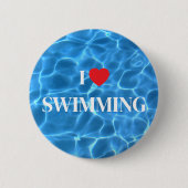 Aqua Blue I Love Zwembad Ronde Button 5,7 Cm (Voorkant)