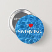 Aqua Blue I Love Zwembad Ronde Button 5,7 Cm (Voorkant /achterkant)