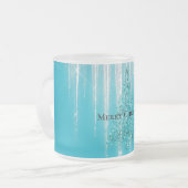 Aqua Blue Icicles Sparkle Christmas Tree Matglas Koffiemok (Voorkant links)