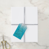 Aqua Blue Icicles Sparkle kerstboom Cadeaulabel (Met Touw)