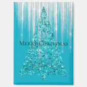 Aqua Blue Icicles Sparkle kerstboom Magneet (Voorkant)