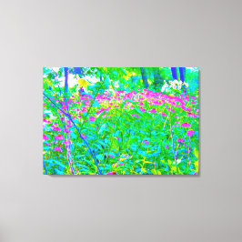 Aqua Blue Impressionistic Garden Landschap Canvas Afdruk
