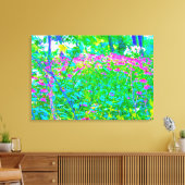Aqua Blue Impressionistic Garden Landschap Canvas Afdruk (Insitu (Woonkamer))