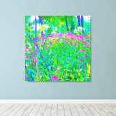 Aqua Blue Impressionistic Garden Landschap Canvas Afdruk (Insitu (Houten vloer))