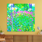 Aqua Blue Impressionistic Garden Landschap Canvas Afdruk (Insitu (Woonkamer))