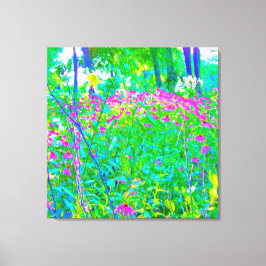 Aqua Blue Impressionistic Garden Landschap Canvas Afdruk