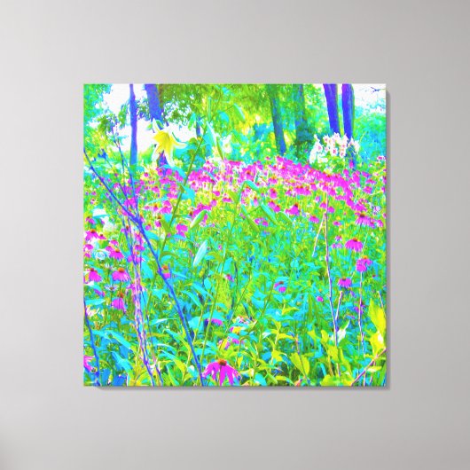 Aqua Blue Impressionistic Garden Landschap Canvas Afdruk (Voorkant)