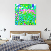 Aqua Blue Impressionistic Garden Landschap Canvas Afdruk (Insitu (Slaapkamer))