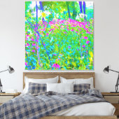 Aqua Blue Impressionistic Garden Landschap Canvas Afdruk (Insitu (Slaapkamer))