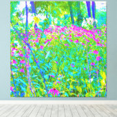 Aqua Blue Impressionistic Garden Landschap Canvas Afdruk (Insitu (Houten vloer))