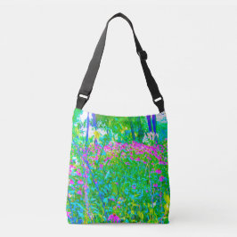 Aqua Blue Impressionistic Garden Landschap Crossbody Tas