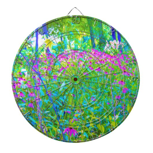 Aqua Blue Impressionistic Garden Landschap Dartbord (Voorkant)
