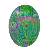 Aqua Blue Impressionistic Garden Landschap Dartbord (Voorkant Links)