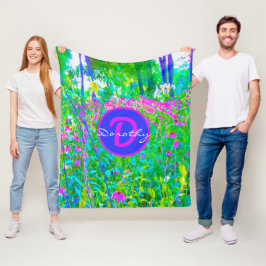 Aqua Blue Impressionistic Garden Landschap Fleece Deken