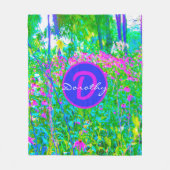 Aqua Blue Impressionistic Garden Landschap Fleece Deken (Voorkant)