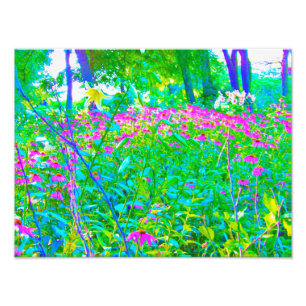 Aqua Blue Impressionistic Garden Landschap Foto Afdruk