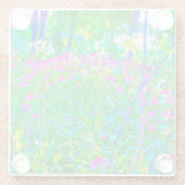 Aqua Blue Impressionistic Garden Landschap Glazen Onderzetter (Achterkant)