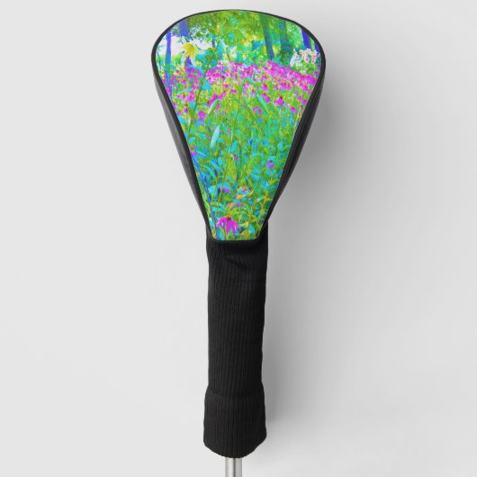 Aqua Blue Impressionistic Garden Landschap Golfheadcover (Voorkant)