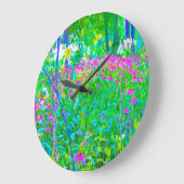 Aqua Blue Impressionistic Garden Landschap Grote Klok (Hoek)