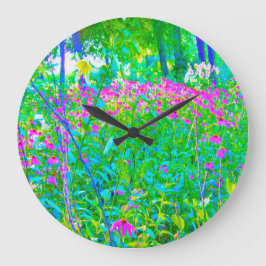 Aqua Blue Impressionistic Garden Landschap Grote Klok