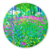 Aqua Blue Impressionistic Garden Landschap Keramische Knop (Voorkant)