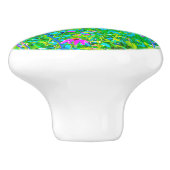 Aqua Blue Impressionistic Garden Landschap Keramische Knop (Zijkant)