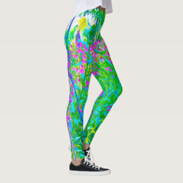 Aqua Blue Impressionistic Garden Landschap Leggings