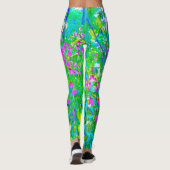 Aqua Blue Impressionistic Garden Landschap Leggings (Achterkant)