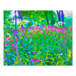 Aqua Blue Impressionistic Garden Landschap Perfect Poster