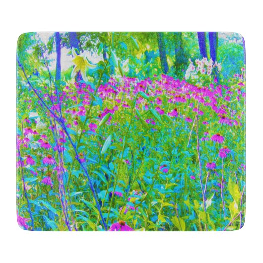 Aqua Blue Impressionistic Garden Landschap Snijplank (Voorkant)