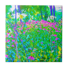 Aqua Blue Impressionistic Garden Landschap Tegeltje